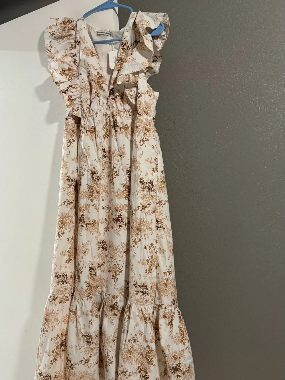 Abercrombie & Fitch Cream Dress with Brown Floral Print